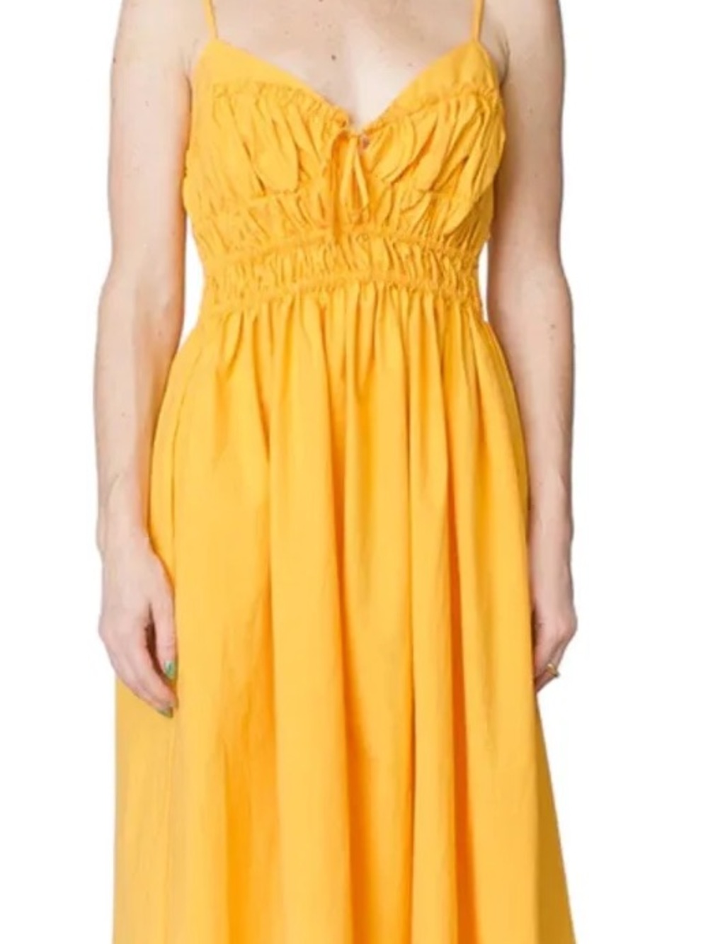 Ciao Lucia orange Smocked Midi Dress with Spaghetti Straps